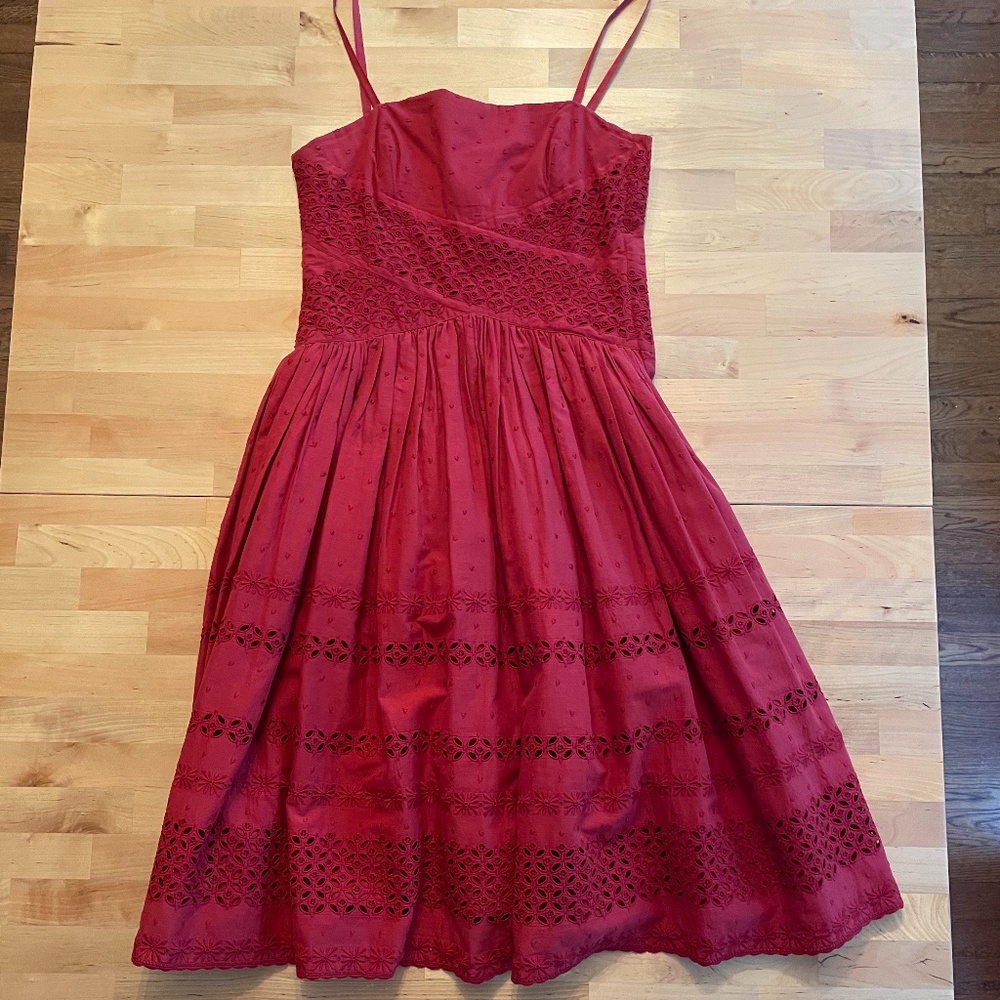 Anthropologie Viola Strapless Dress, Red | Size 2